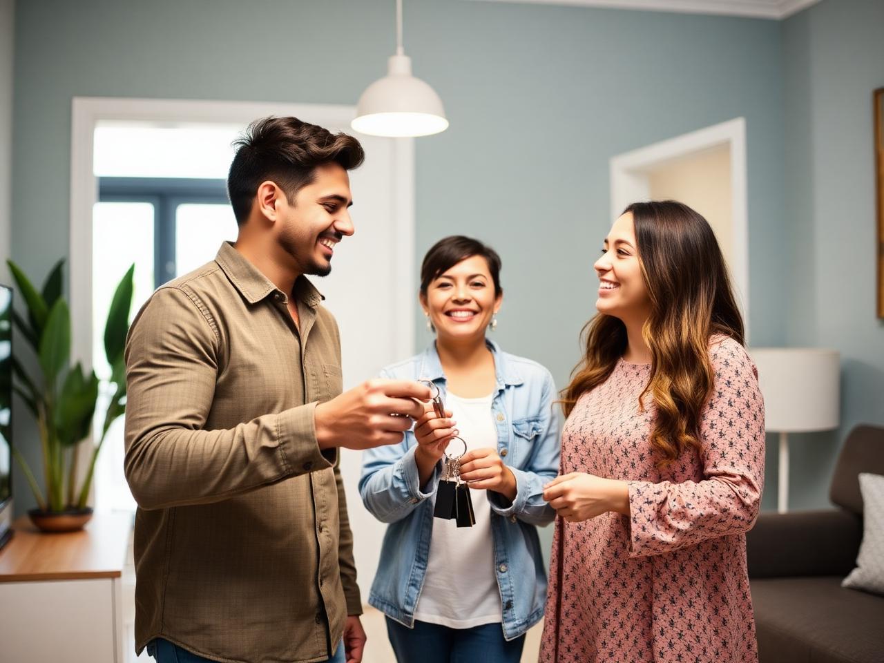 Família recebendo as chaves do novo apartamento